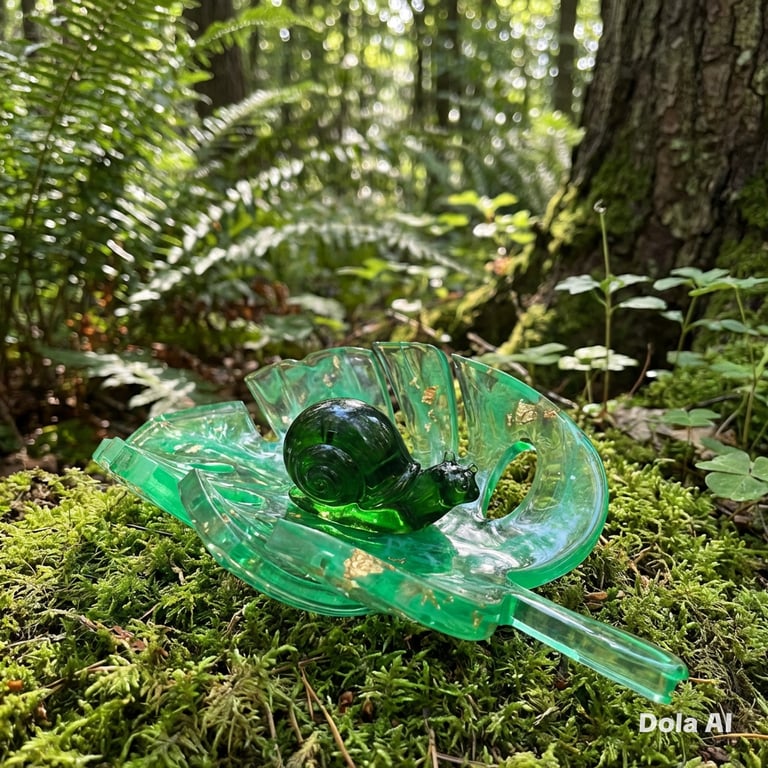 Resin Snail on Palm Leaf