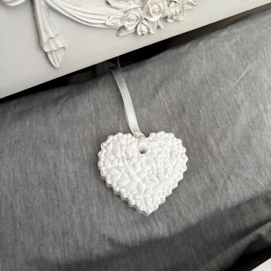 White Marbled Hanging Heart Aroma Stone - Fragrance Diffuser 