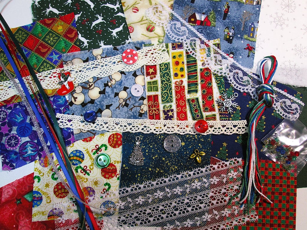 Mini Christmas slow stitching or junk journal kit for a beginner