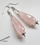 Designer Natural Faceted Rose Quartz AAA Grade Tear Drop Earrings  - Image 4