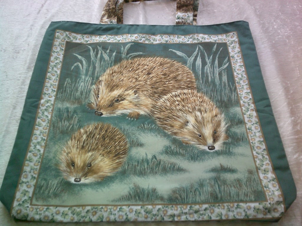 Hedgehogs Fabric Shopping Bag