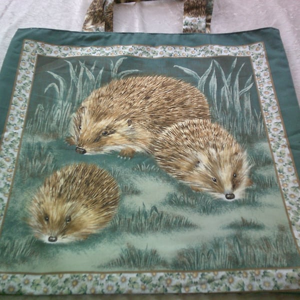 Hedgehogs Fabric Shopping Bag
