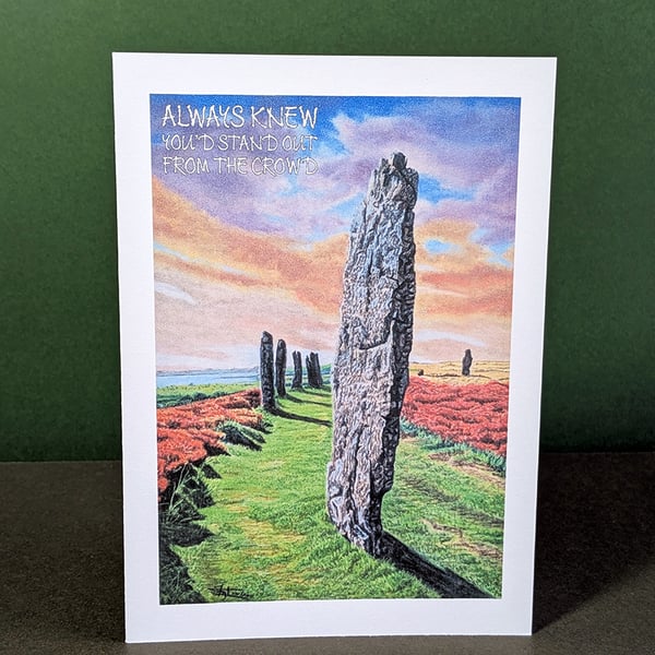 Magical Ring of Stones Art Card: Blank or Personalised A6-Size Greetings Card