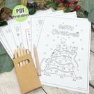 Christmas Activity Colour in Sheets - PDF Printables - Hedgehog & Friends