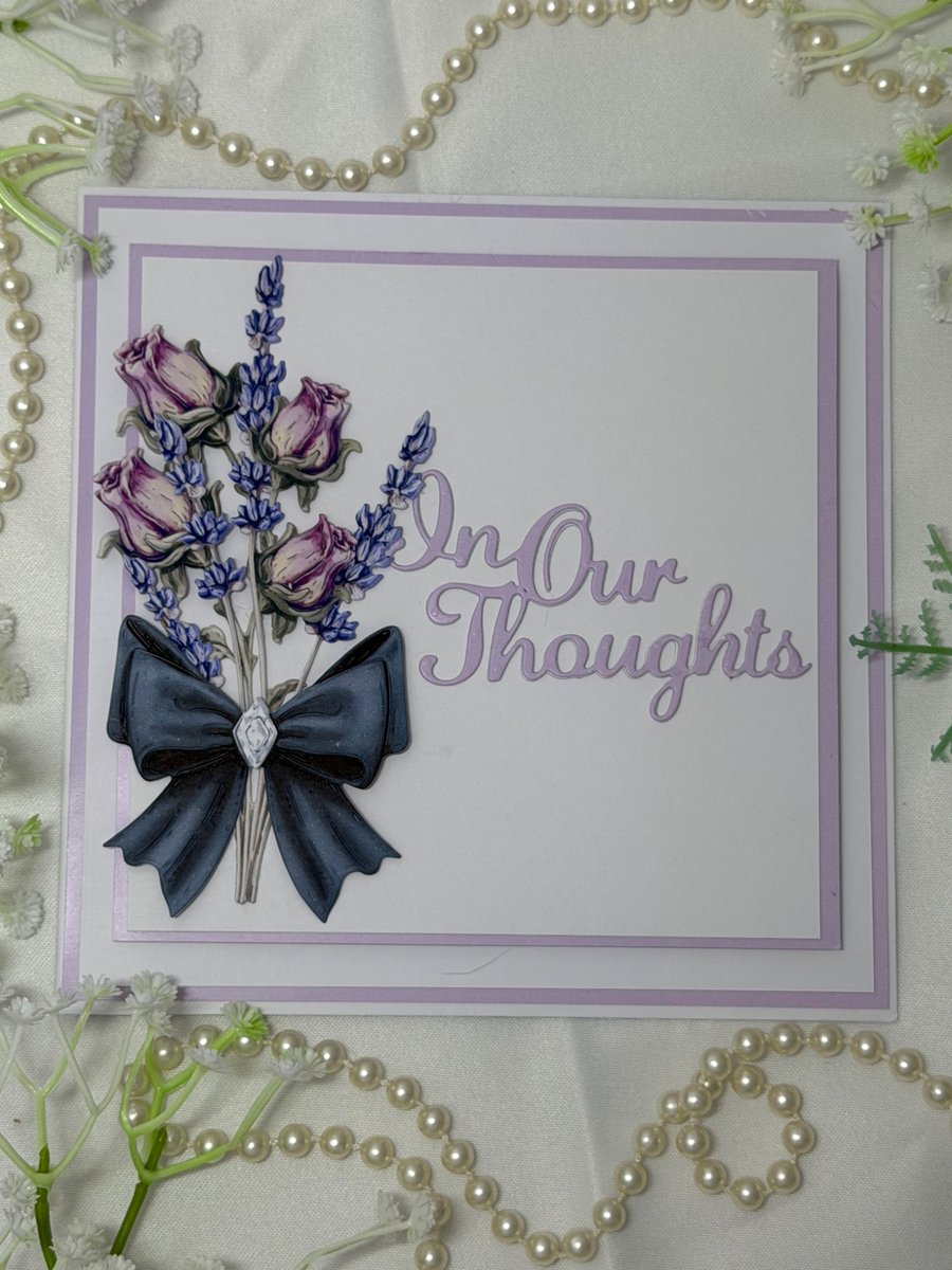 Handmade Floral Sympathy Card, Elegant Botanical Condolence Card