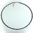 Silver Bead and Airforce Blue Beaded Necklace