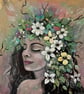 The Soul of the Wildwood – Original Mixed-Media Nature Woman Painting - Image 1