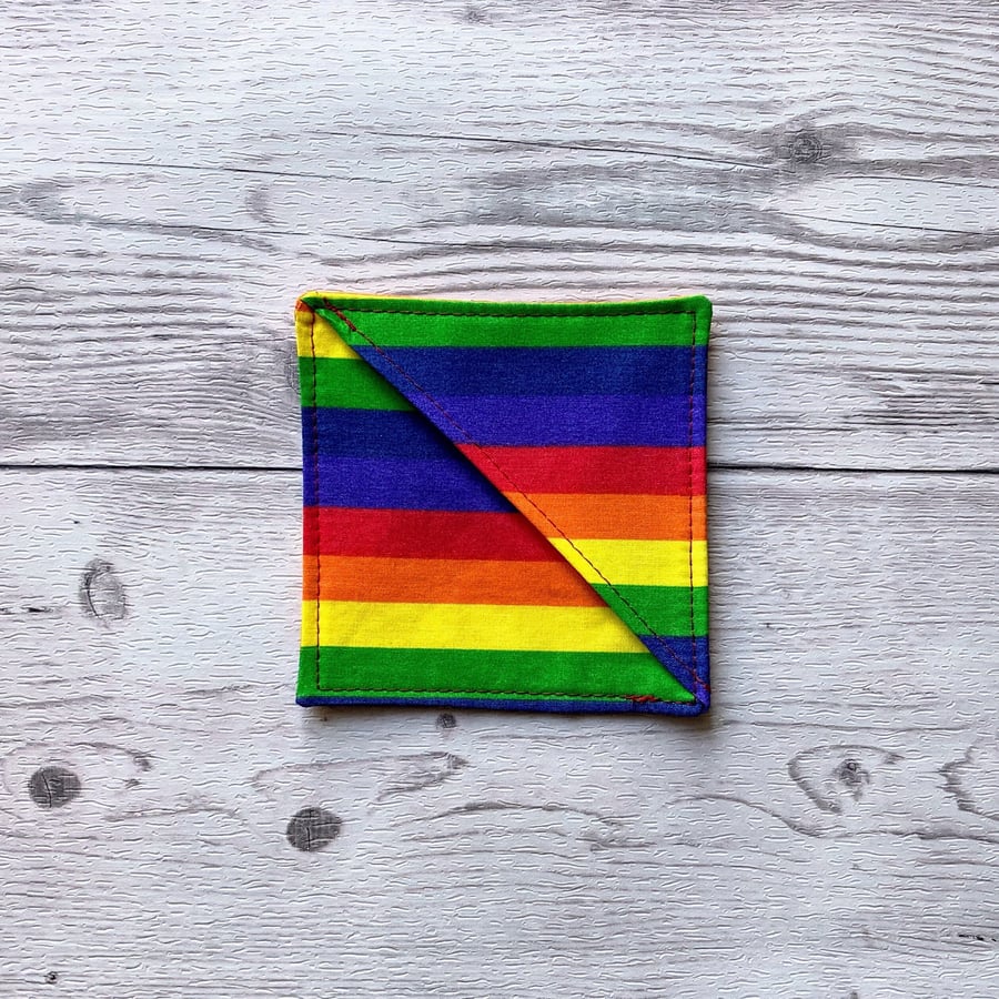 Rainbow striped themed fabric corner bookmark. Book lovers gift. 