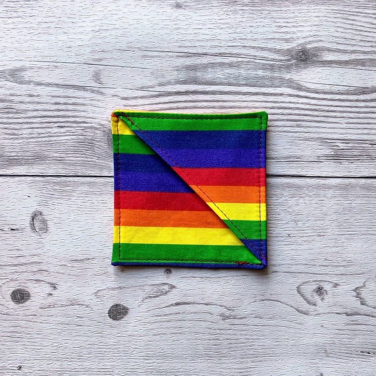 Rainbow striped themed fabric corner bookmark. Book lovers gift. 