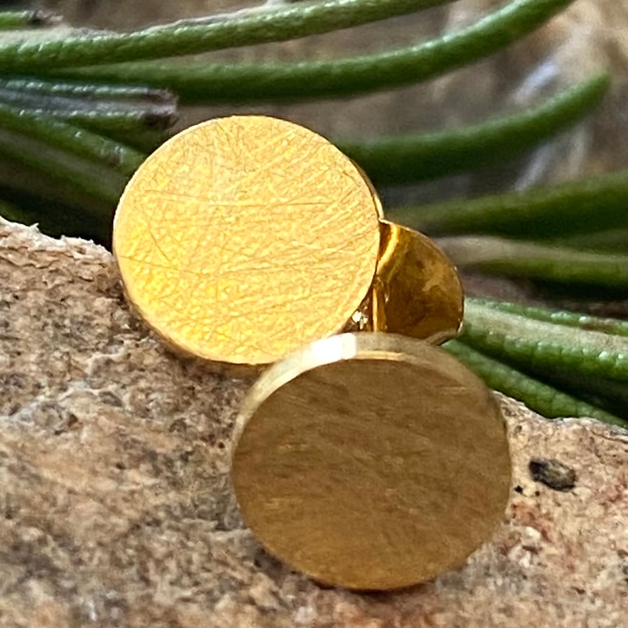 Chunky Gold circle Stud Earrings, gold plated Solid sterling silver. Posts. F&W