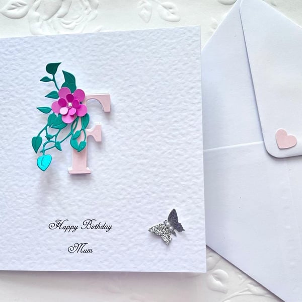 Handmade 3D Personalized Birthday Card for Her C1108