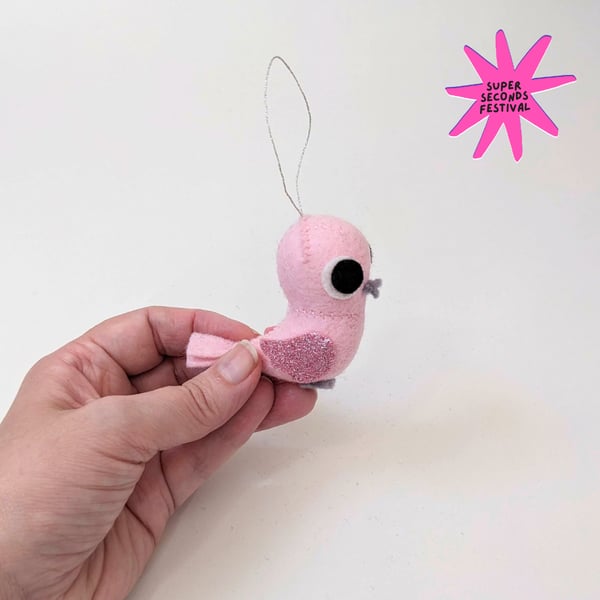 Pink Sparkly Bird - Hanging Decoration - Super Seconds Festival