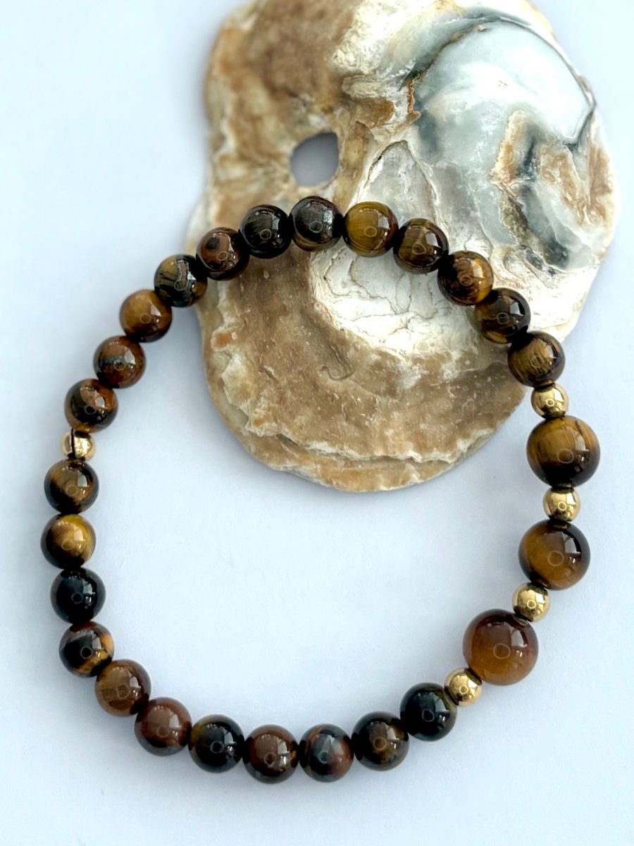 Tigers Eye Stretch Bracelet, Chakra, Reiki,