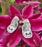 Gothic Edgar Allen Poe Raven and Skull Dangly Earrings