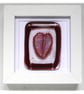  Fused Glass Heart Dichroic Picture Box framed Cranberry 001 - Image 3