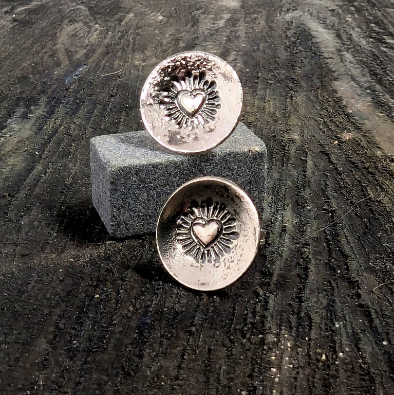 Sterling Silver Heart Burst stud earrings