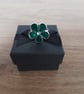 GREEN, SILVER AND CRYSTAL ADJUSTABLE RING. - Image 2