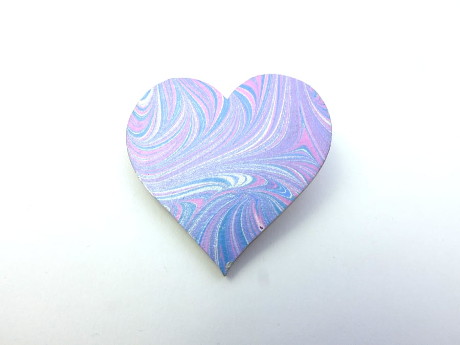 Pretty marbled paper heart brooch