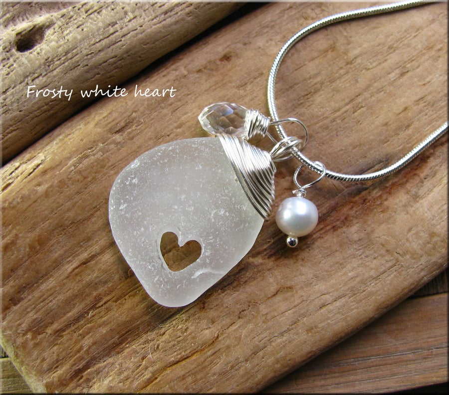 Sea glass heart pendant 
