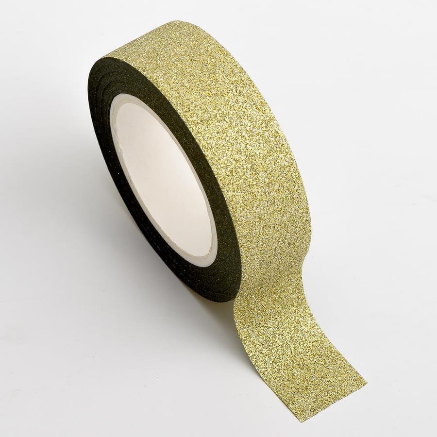 Gold Glitter Adhesive Washi Tape 15mm x 10m