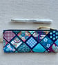 Pencil Case Teal Patterned Japanese Fabric  - Image 2