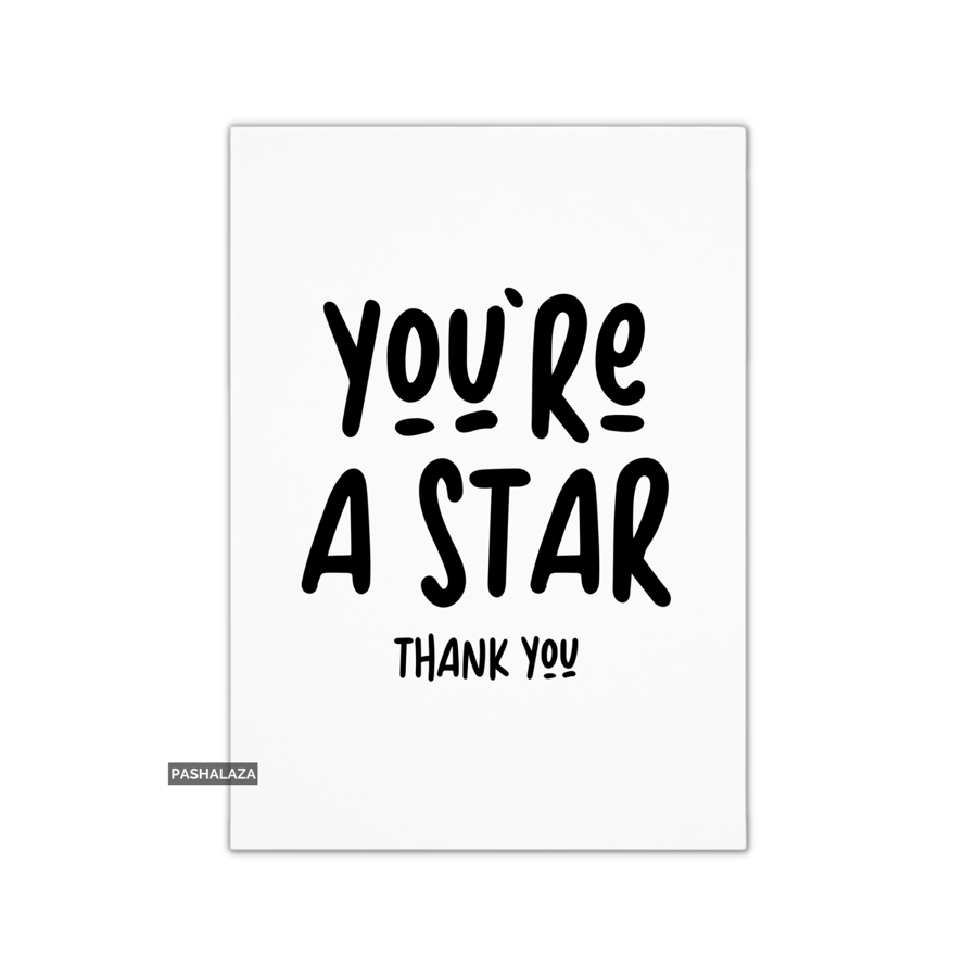 Thank You Card - Novelty Thanks Greeting Card - A Star