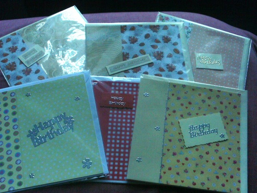 Image of Handmade Greetings Cards, Pack of 6, Happy Birthday