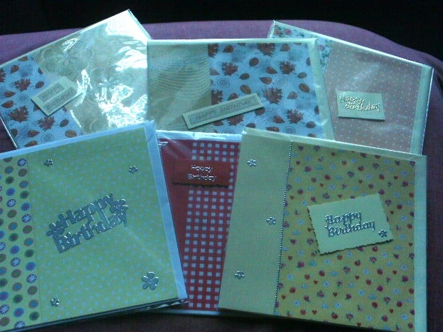 Handmade Greetings Cards, Pack of 6, Happy Birthday