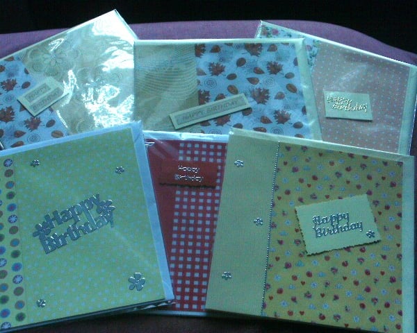 Handmade Greetings Cards, Pack of 6, Happy Birthday