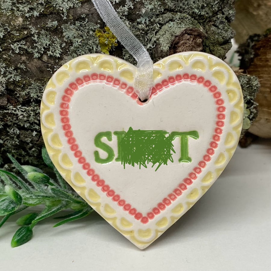 Small Ceramic heart decoration Swear words 