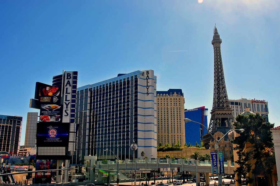 Eiffel Tower Paris And Ballys Hotel Las Vegas America Photograph Print