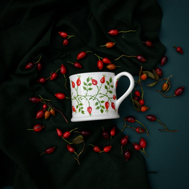 Rose Hip Country Mug - Hand Painted