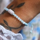 Macrame bracelet with kunzite and Aquamarine in blue