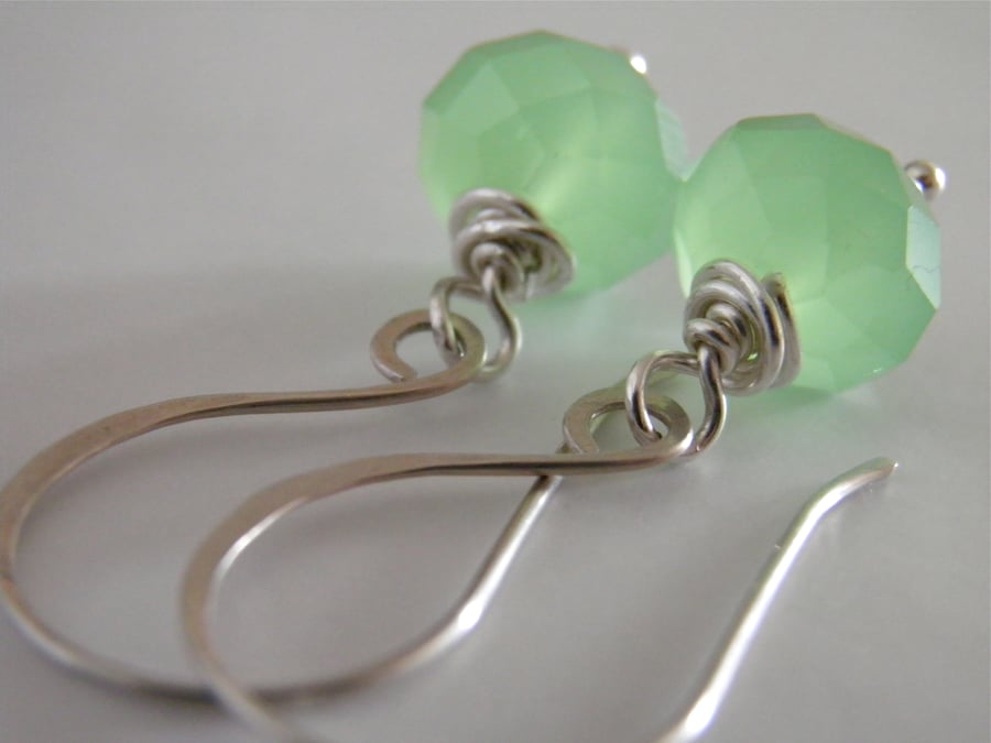 Mint Green Sterling Silver Earrings 