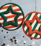 Red & Green Handmade Star Christmas Decorations - Set of 4