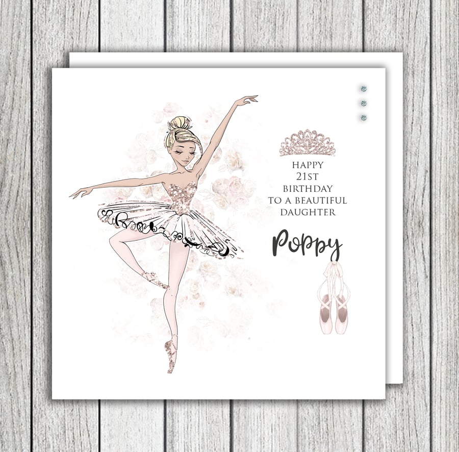Personalised Ballerina Birthday Card New Design 1 - Any Age