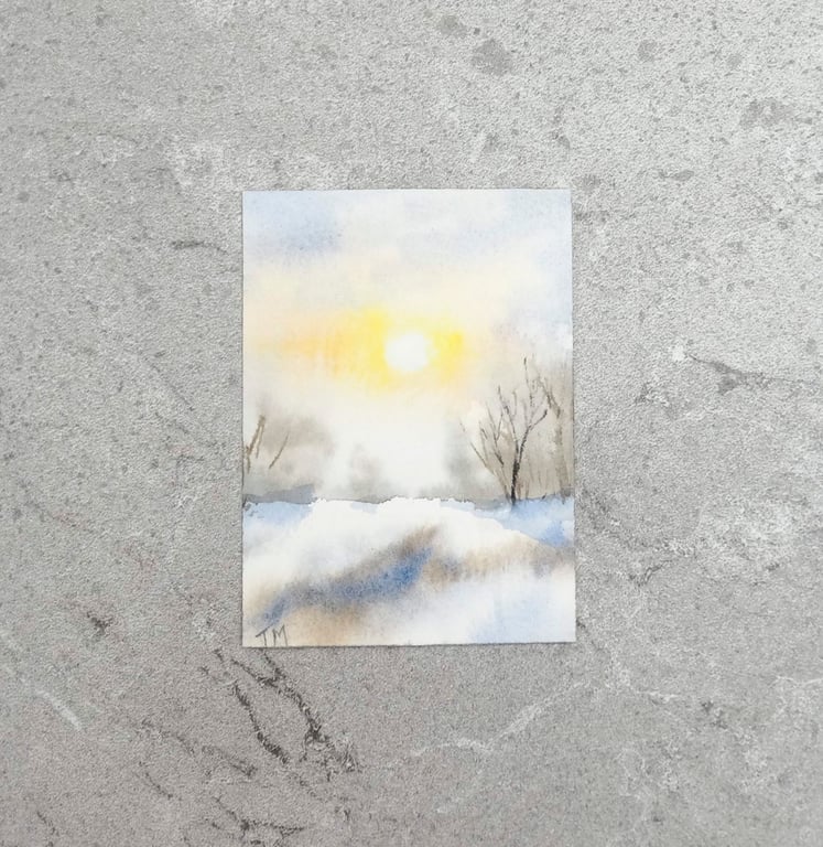 Original Watercolour ACEO Winter