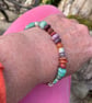Silver and mixed gemstone bead bracelet - Image 3