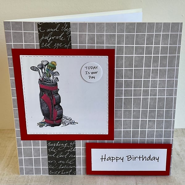 Birthday Card. Handmade golfing birthday card for him or her. 