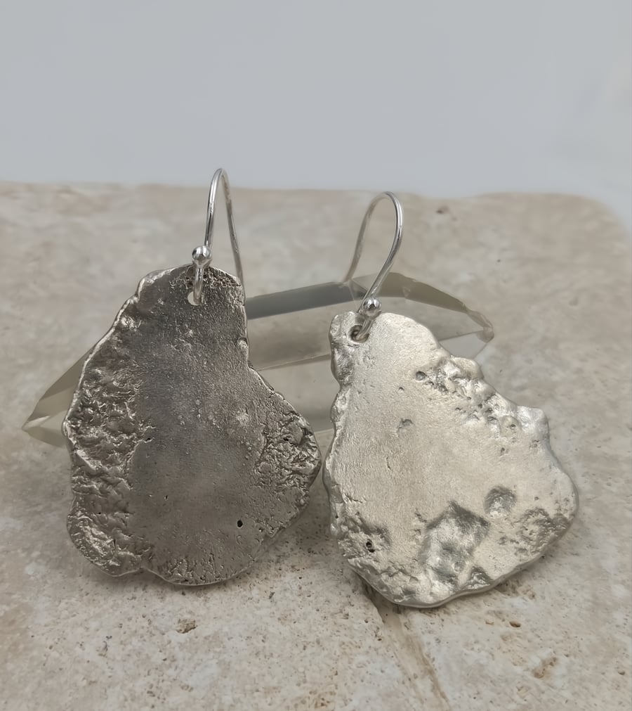 Molten Sterling Silver Drop Earrings – Large Organic One-of-a-Kind