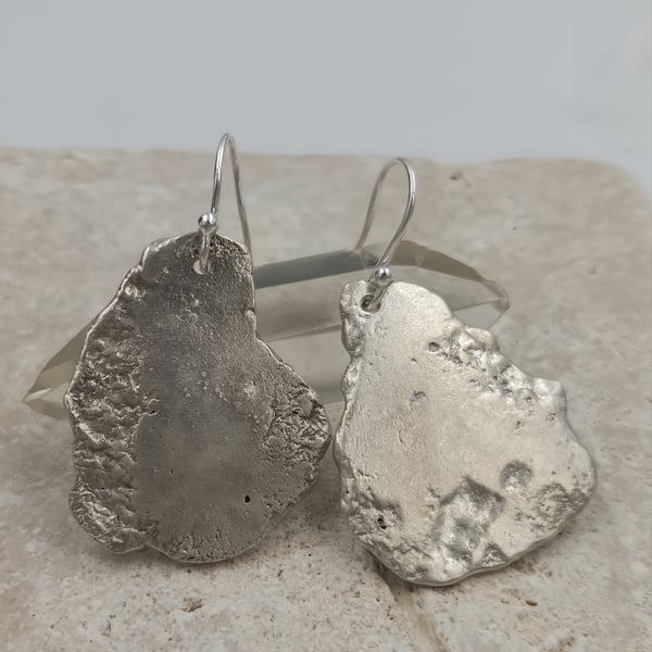 Molten Sterling Silver Drop Earrings – Large Organic One-of-a-Kind