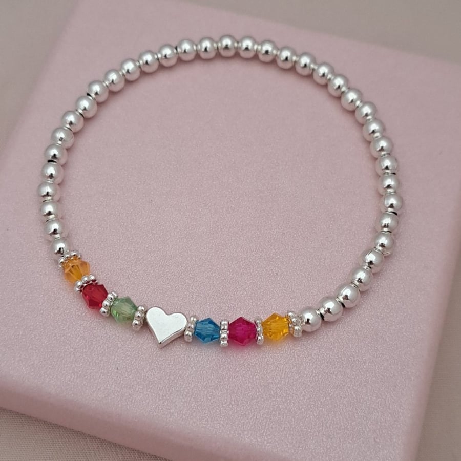 Personalised Family Bracelet with Heart Bead