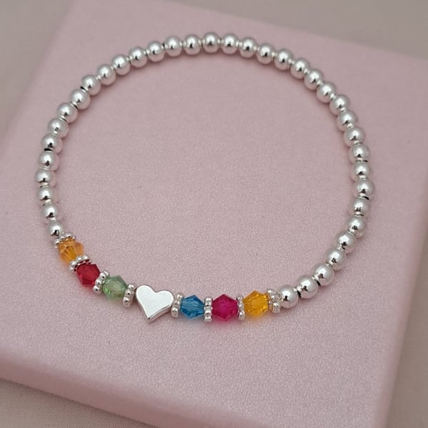 Personalised Family Bracelet with Heart Bead