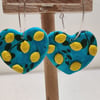 Lemon pattern heart hoop earrings