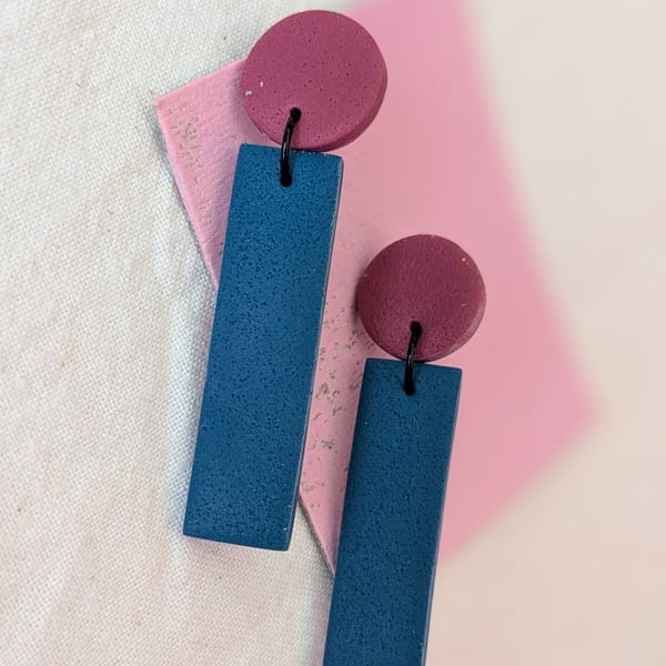 Handmade, colour-block statement earrings