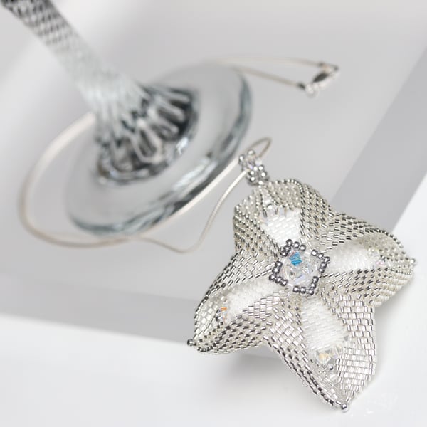Silver Envelope Pendant with Crystals
