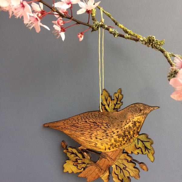 Thrush & Oak leaf hanging