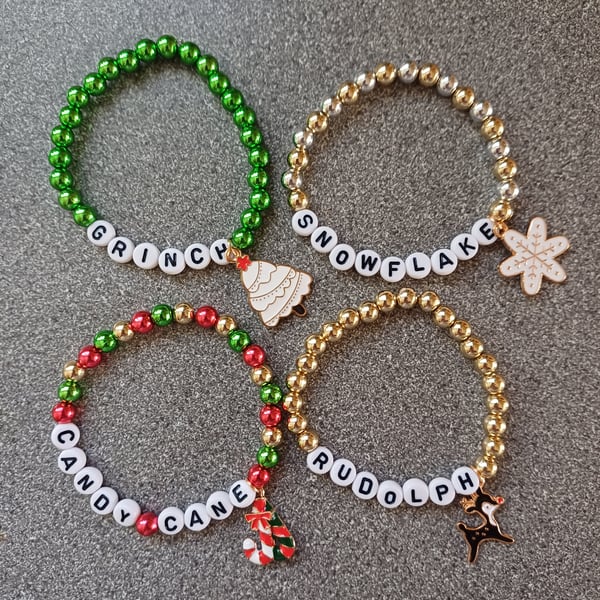 Personalised Christmas Charm Bracelets, Festive Bracelet, Bracelet, Christmas 