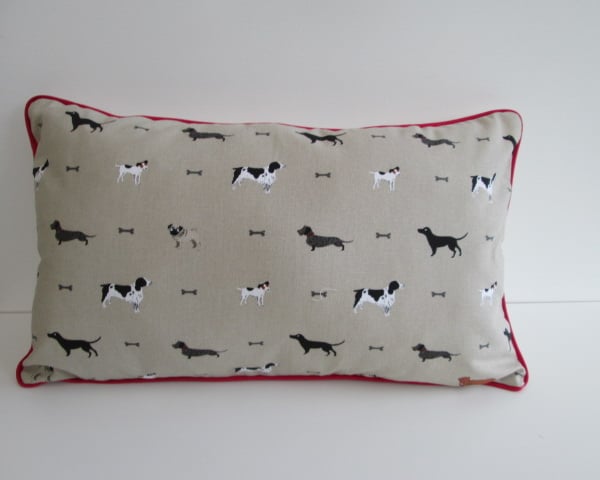 Sophie Allport Dogs Cushion Cover with Red Piping