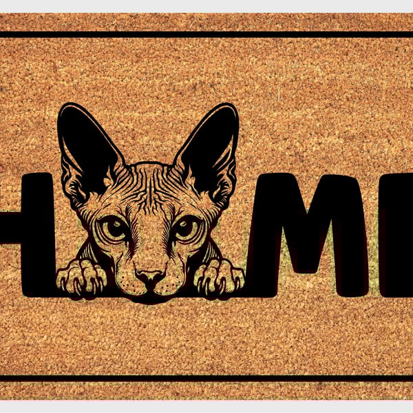 Sphynx Cat Home Door Mat No.1 - Sphynx Cat Welcome Mat - 3 Sizes